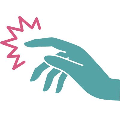 Hand icon with finger producing a shock