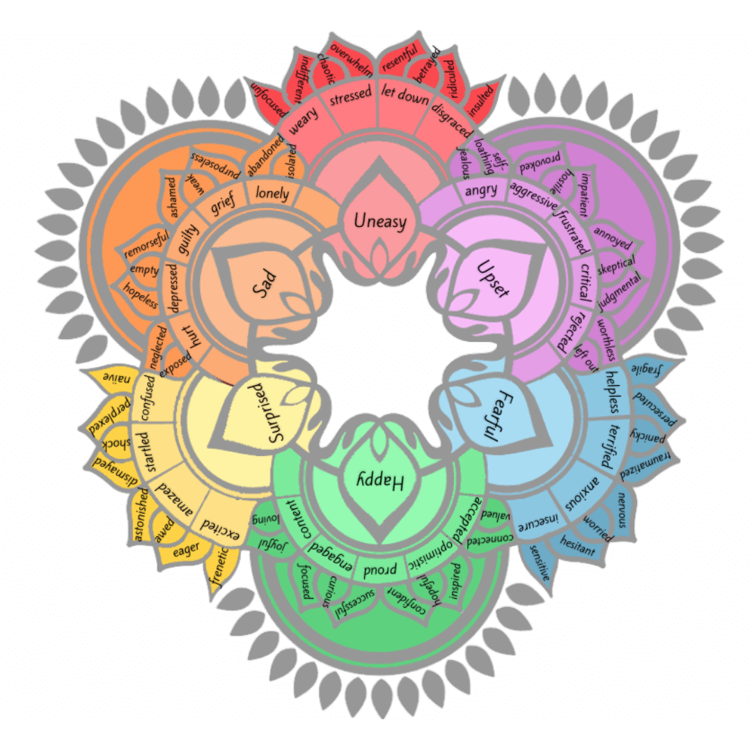 Mandala illustrating spectrum of emotions at different levels