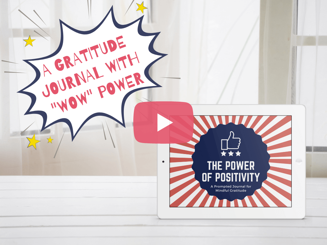 Mockup of the Power of Positivity gratitude journal on a tablet