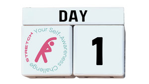 Calendar blocks indicating day one of the seven day stretch your self-awareness challenge