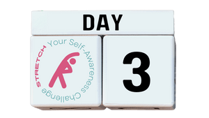 Calendar blocks indicating day three of the seven day stretch your self-awareness challenge
